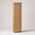 Armadio guardaroba stretto in legno con 1 anta scanalata, rovere naturale, 50 x 45 x 190 cm
