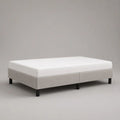 Letto matrimoniale sommier 180 x 200 cm con materasso, rivestimento in poliestere beige chiaro, bianco e nero