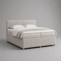 Letto matrimoniale imbottito beige 170 × 218 × 112 cm per materasso 160 × 200 cm con testiera rivestita in poliestere