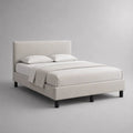 Letto matrimoniale imbottito beige 170 x 215 x 110 cm con rete 160 x 200 cm, testiera in tessuto e gambe nere