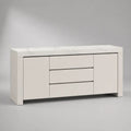Credenza rettangolare bianca in MDF con piano effetto marmo, 2 ante e 3 cassetti, 160 x 40 x 80 cm