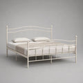 Letto matrimoniale rettangolare in acciaio bianco avorio 160 x 200 cm con testiera e pediera